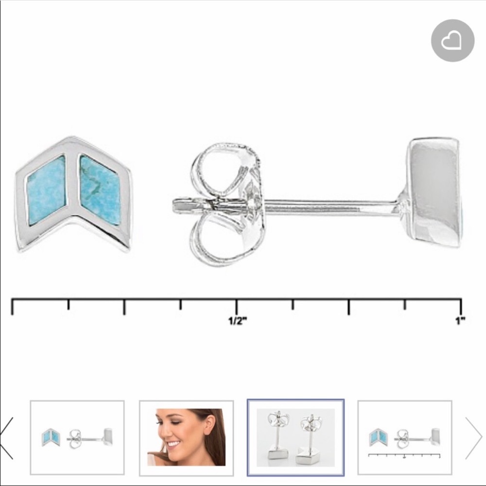 Turquoise sterling silver overbrass arrow earrings - Picture 4 of 4